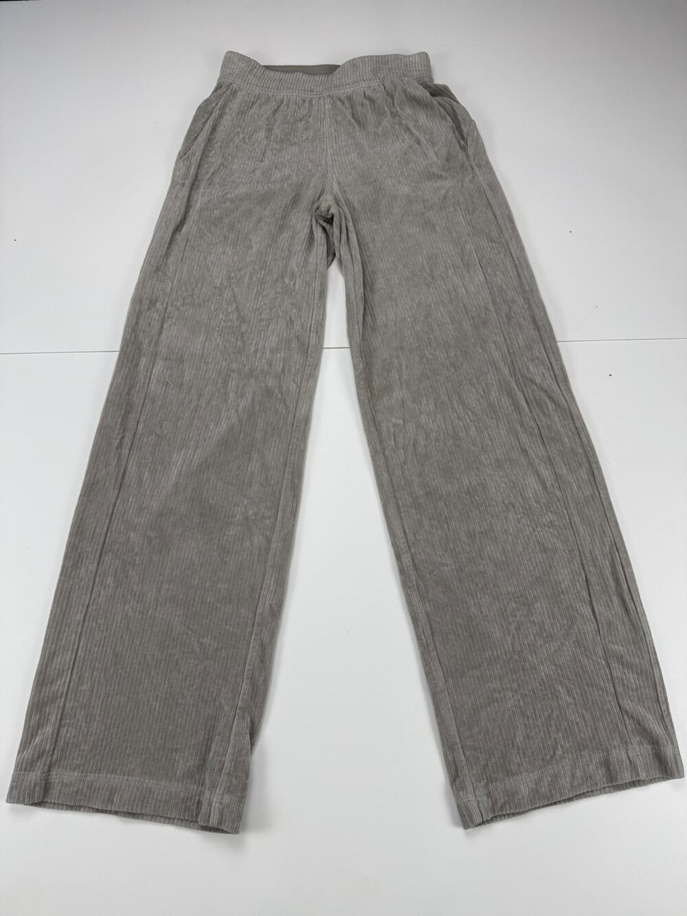 Lululemon Scuba Velvet Cord Wide Leg Pants Womens 0 Gray Ribbed Pull On